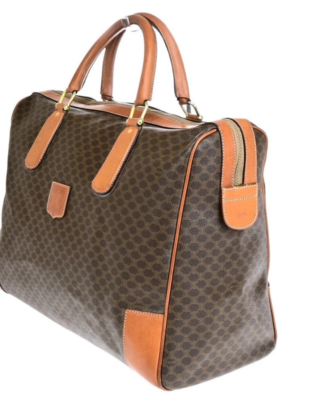 CELINE Logo Macadam Pattern Travel Hand Bag PVC Leather Brown GHW Italy 65YF574 - Picture 2 of 16